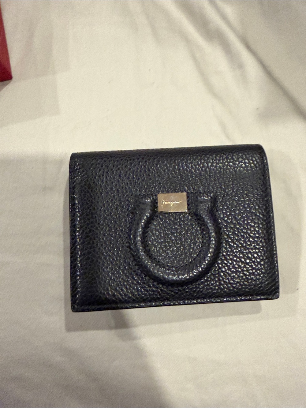 Salvatore Ferragamo Black Textured Leather Wallet with Signature Gancini